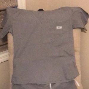 Blue Sky light gray scrub top